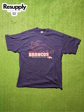 90s 7 Logo Denver Broncos Blue Tee Men’s Size XXL